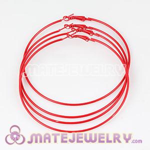 Wholesale 80mm Basketball Wives Plated Red Plain Hoop Earrings