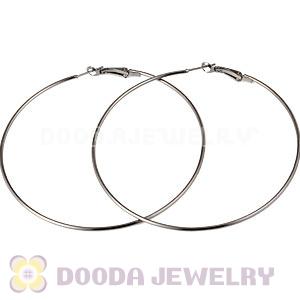 90mm Gun Black Plated Basketball Wives Plain Hoop Earrings Wholesale