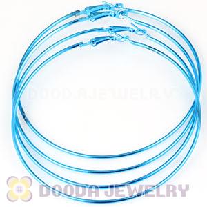 90mm Blue Plated Basketball Wives Plain Hoop Earrings Wholesale