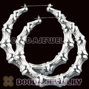 80mm Platinum Plated Basketball Wives Bamboo Hoop Earrings Wholesale 