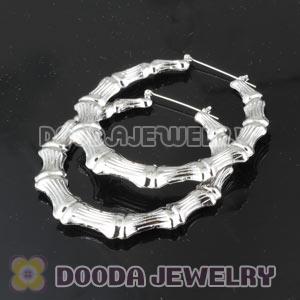 60mm Platinum Plated Basketball Wives Bamboo Hoop Earrings Wholesale 