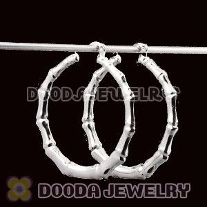 50mm Platinum Plated Basketball Wives Bamboo Hoop Earrings Wholesale 
