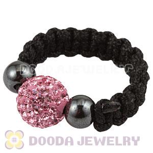 Pink Czech Crystal Handmade Style Macrame Rings Wholesale