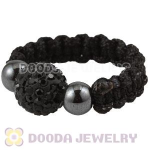 Black Czech Crystal Handmade Style Macrame Rings Wholesale