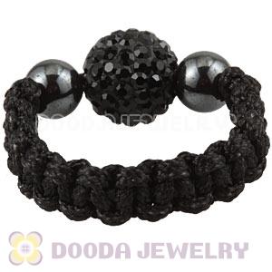 Black Czech Crystal Handmade Style Macrame Rings Wholesale