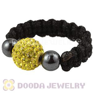 Yellow Czech Crystal Handmade Style Macrame Rings Wholesale