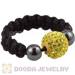 Yellow Czech Crystal Handmade Style Macrame Rings Wholesale