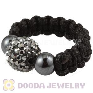 Grey Czech Crystal Handmade Style Macrame Rings Wholesale
