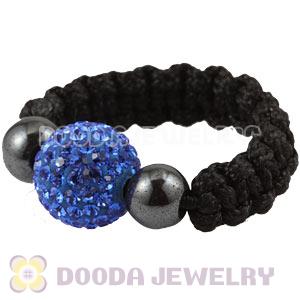 Blue Czech Crystal Handmade Style Macrame Rings Wholesale