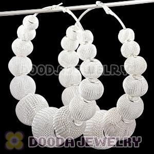 90mm Silver Basketball Wives Mesh Hoop Earrings Wholesale