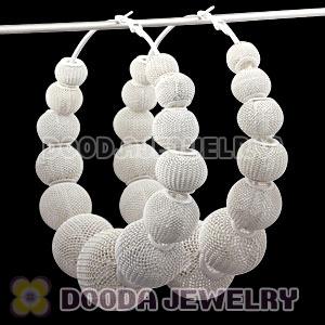 90mm White Basketball Wives Mesh Hoop Earrings Wholesale