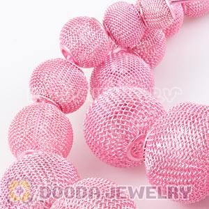 90mm Pink Basketball Wives Mesh Hoop Earrings Wholesale