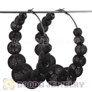 90mm Black Basketball Wives Mesh Hoop Earrings Wholesale