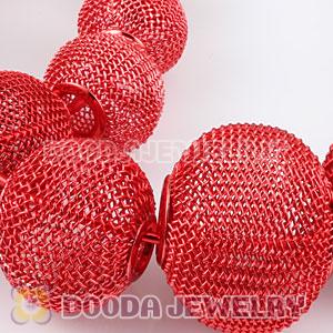 90mm Red Basketball Wives Mesh Hoop Earrings Wholesale