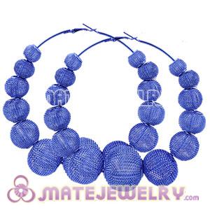 Wholesale 90mm Blue Basketball Wives Mesh Hoop Earrings 