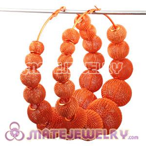 Wholesale 90mm Orange Basketball Wives Mesh Hoop Earrings 