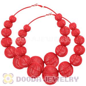 90mm Red Basketball Wives Mesh Hoop Earrings Wholesale
