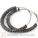 70mm Basketball Wives Hoop Earrings With Black Crystal Spacer Beads 
