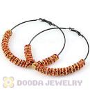 70mm Black Basketball Wives Red Crystal Spacer Hoop Earrings Wholesale