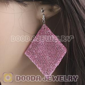 Basketball Wives Pink Crystal Diamond Bamboo Hoop Earrings Cheap