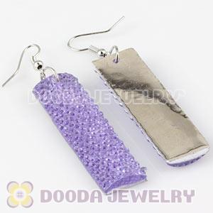 Basketball Wives Purple Crystal Bamboo Hoop Earrings Cheap