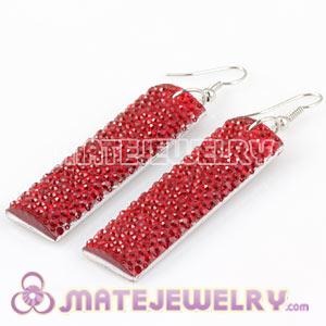 Wholesale Basketball Wives Red Crystal Bamboo Hoop Earrings 