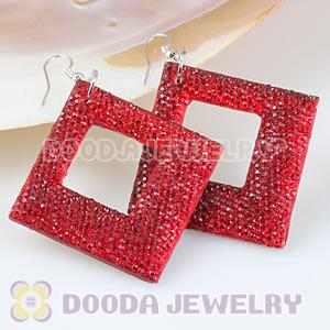Basketball Wives Red Crystal Diamond Bamboo Hoop Earrings Cheap
