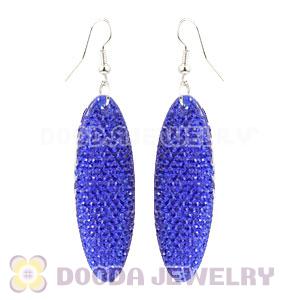 Blue Crystal Basketball Wives Bamboo Hoop Earrings Cheap