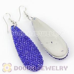 Blue Crystal Basketball Wives Bamboo Hoop Earrings Cheap