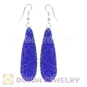Blue Crystal Basketball Wives Bamboo Hoop Earrings Cheap