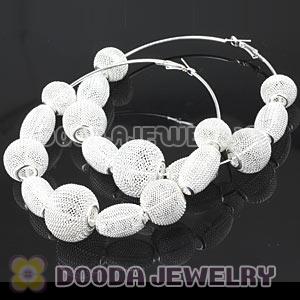 90mm White Basketball Wives Mesh Hoop Earrings Wholesale