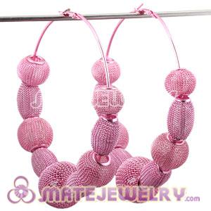 Wholesale 90mm Pink Basketball Wives Mesh Hoop Earrings 