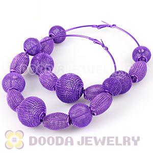 90mm Purple Basketball Wives Mesh Hoop Earrings Wholesale