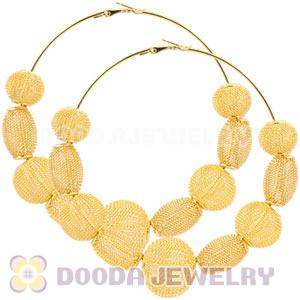 90mm Gold Basketball Wives Mesh Hoop Earrings Wholesale