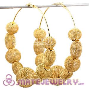 Wholesale 90mm Gold Basketball Wives Mesh Hoop Earrings 