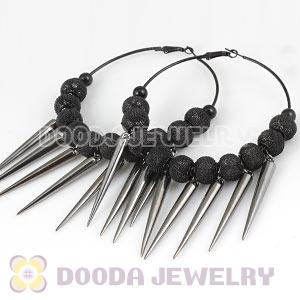 80mm Black Basketball Wives Spike Hoop Earrings Wholesale