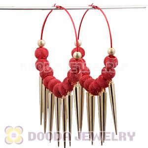 80mm Red Basketball Wives Spike Hoop Earrings Wholesale