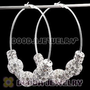 80mm Basketball Wives Hoop Earrings With Crystal Ball Beads 