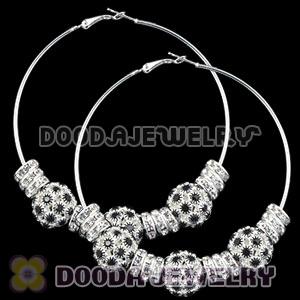 80mm Basketball Wives Hoop Earrings With Crystal Ball Beads 