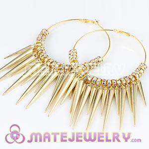 70mm Gold Basketball Wives Inspired Spike Hoop Earrings 