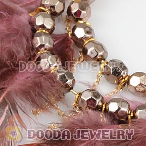 Pink Basketball Wives Feather Hoop Earrings With Beads Wholesale