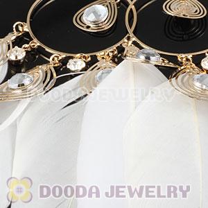 White Basketball Wives Feather Hoop Earrings Wholesale