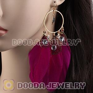 Red Basketball Wives Feather Hoop Earrings Wholesale