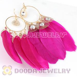 Red Basketball Wives Feather Hoop Earrings Wholesale