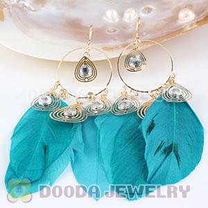Blue Basketball Wives Feather Hoop Earrings Wholesale