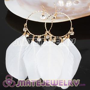 Wholesale White Basketball Wives Feather Hoop Earrings