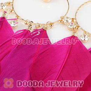 Peach Basketball Wives Feather Hoop Earrings Wholesale