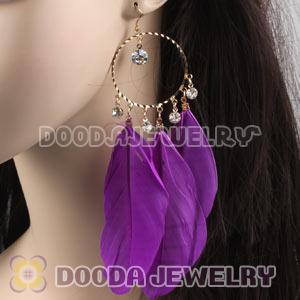 Purple Basketball Wives Feather Hoop Earrings Wholesale