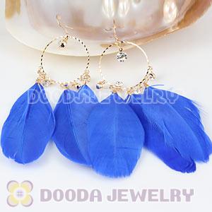 Blue Basketball Wives Feather Hoop Earrings Wholesale