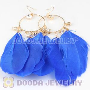 Blue Basketball Wives Feather Hoop Earrings Wholesale